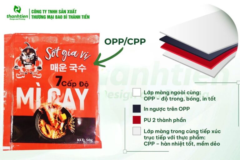 Cấu trúc bao bì cho gia vị dạng lỏng OPP/CPP