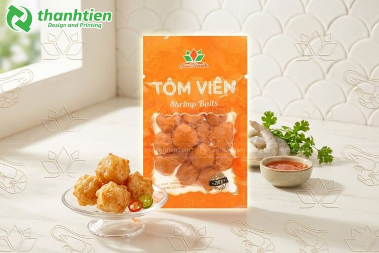 Mẫu bao bì tôm viên chiên đẹp