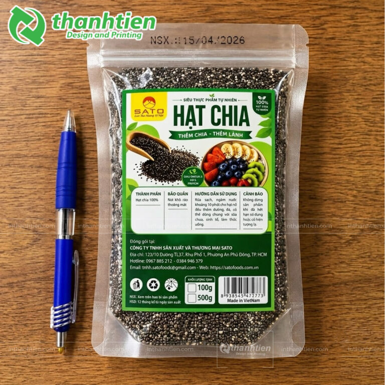Túi 3 biên trong suốt đựng hạt chia