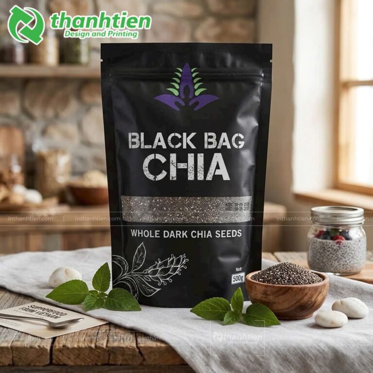Túi zip đen đựng hạt chia