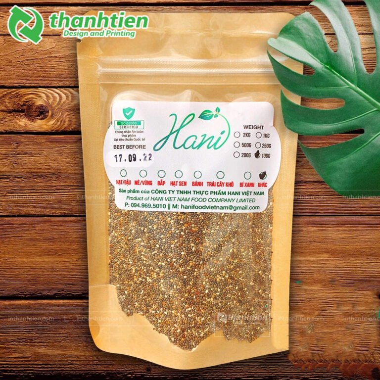 Túi zip giấy 1 mặt trong đựng hạt chia