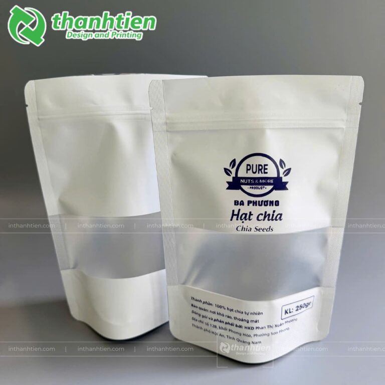 Túi zip trắng sữa đựng hạt chia