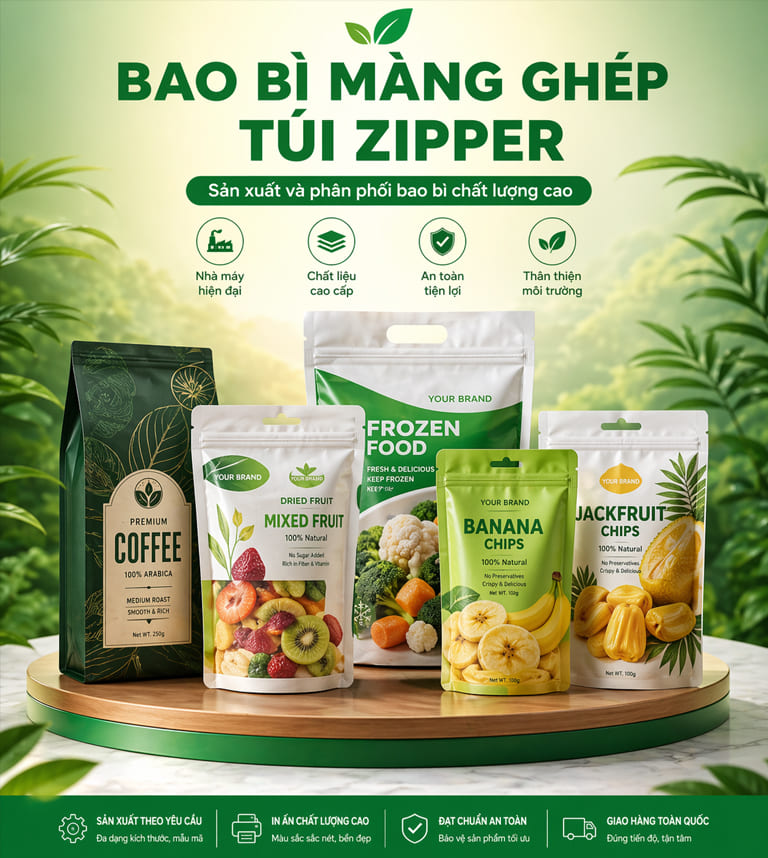 Xưởng sản xuất bao bì màng ghép túi zip