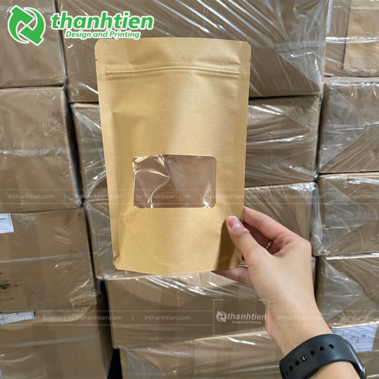 Bao bì giấy kraft cửa sổ vuông 4 cạnh