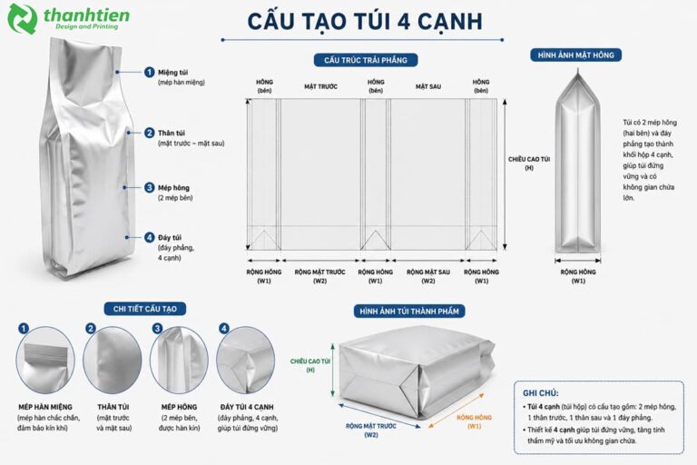 Cấu tạo túi 4 cạnh