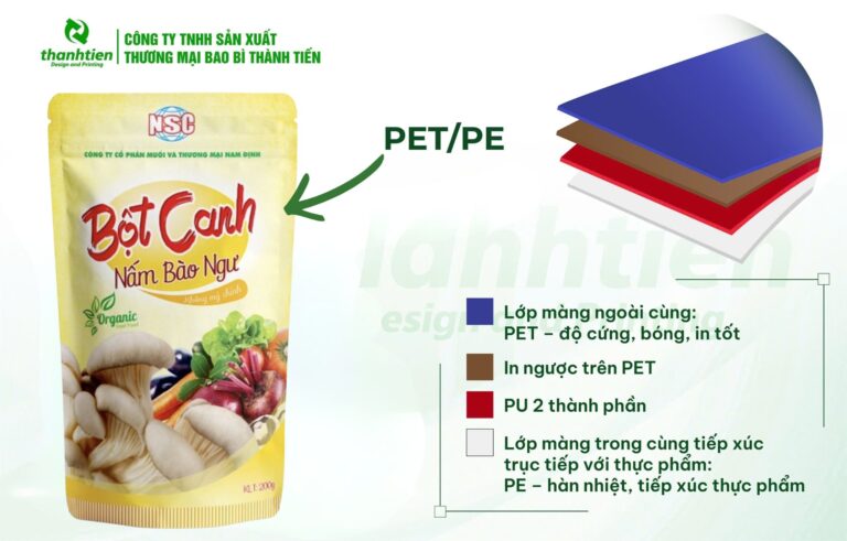 Cấu tạo bao bì bột canh PET/PE