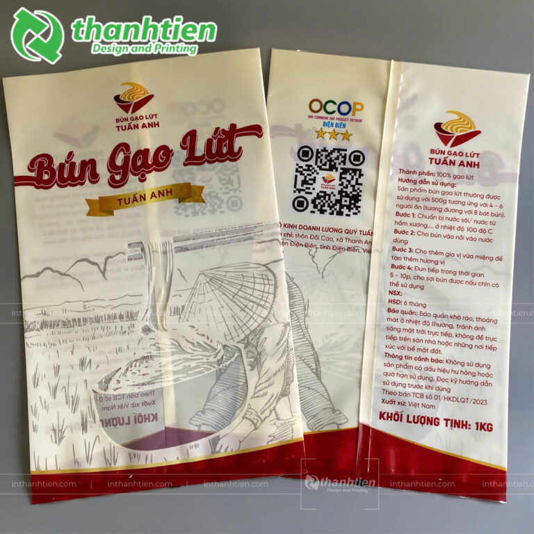 Mẫu bao bì đựng gạo hàn lưng đẹp
