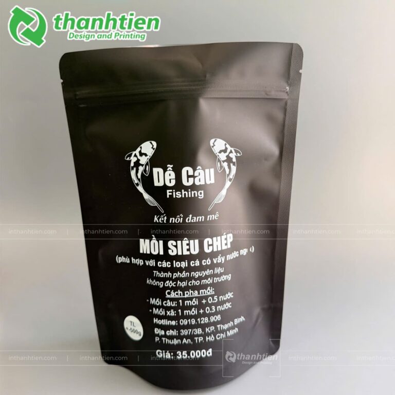 Mẫu in túi zip đựng mồi câu cá