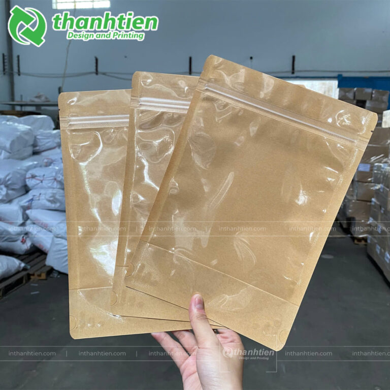 Túi zipper ghép giấy kraft mặt trong