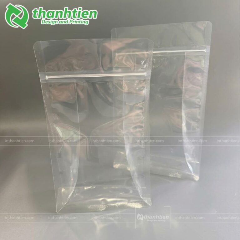 Túi zipper ghép trong suốt đáy vuông